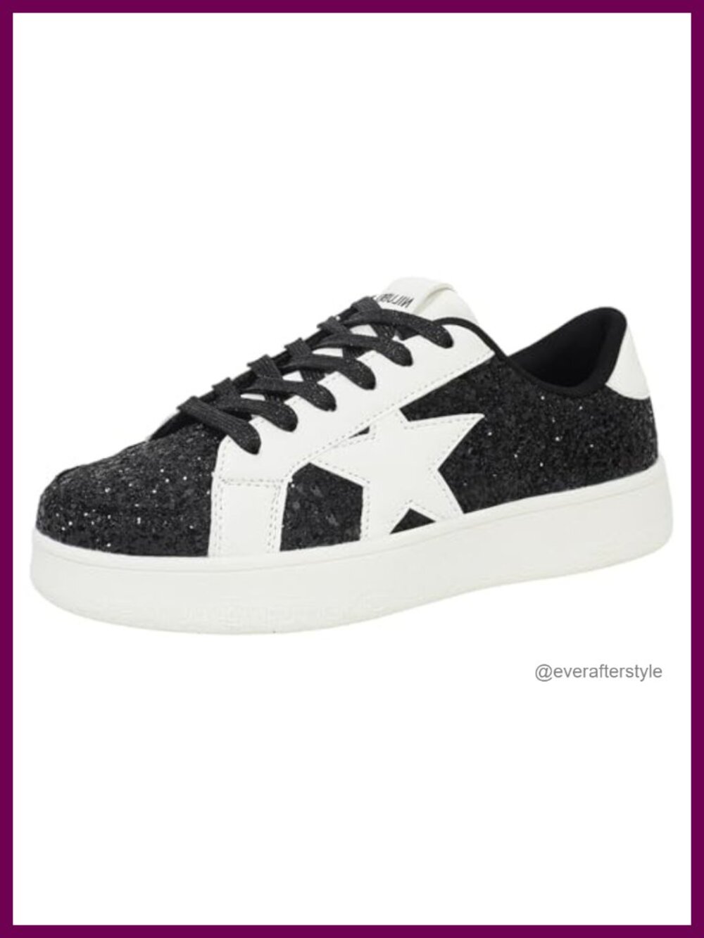 Niluber Women's Star Platform Sneakers Cushioned Lace Up Party Shoes
